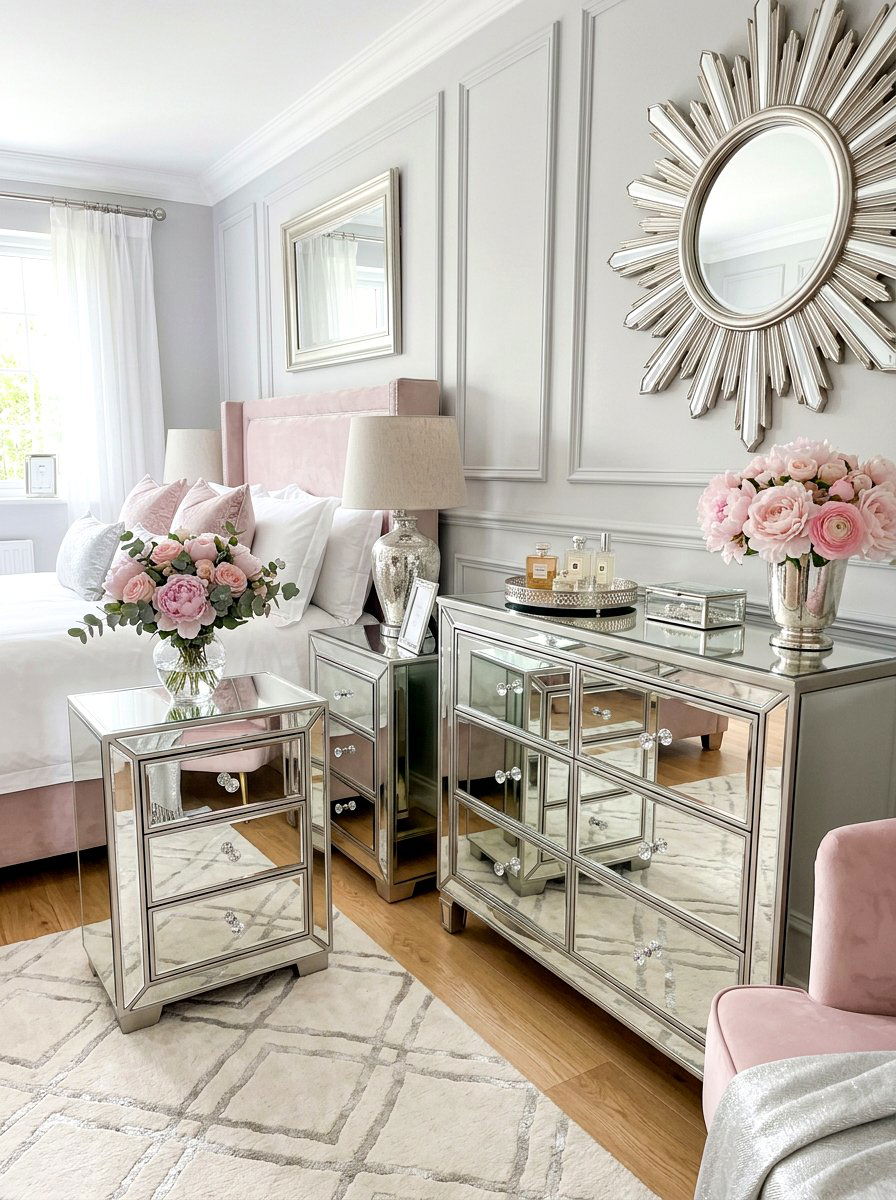 Mirrored Furniture - 30 romantic bedroom ideas
