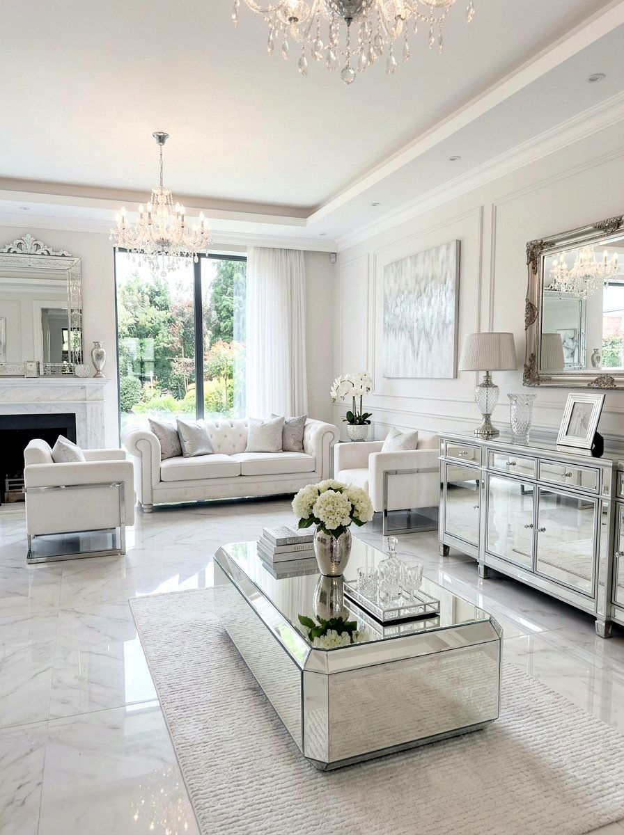 Mirrored Furniture - 30 elegant living room ideas