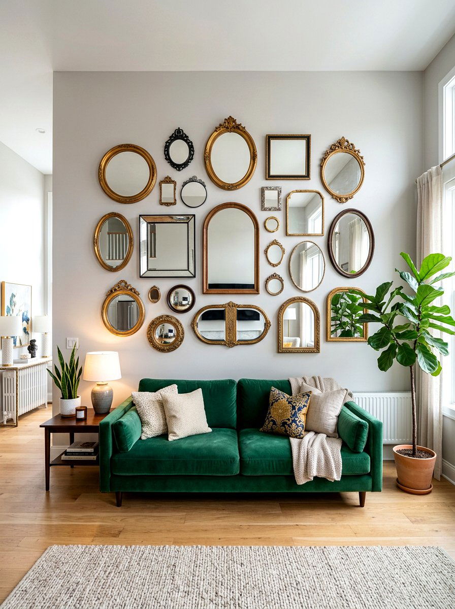 Mirrored Gallery Wall - 30 reflective decor ideas