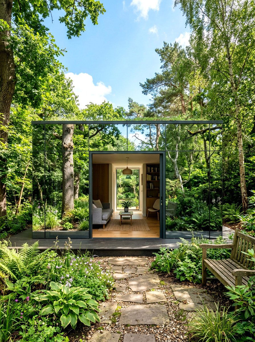 Mirrored Garden Room Exterior - 30 outdoor garden room ideas
