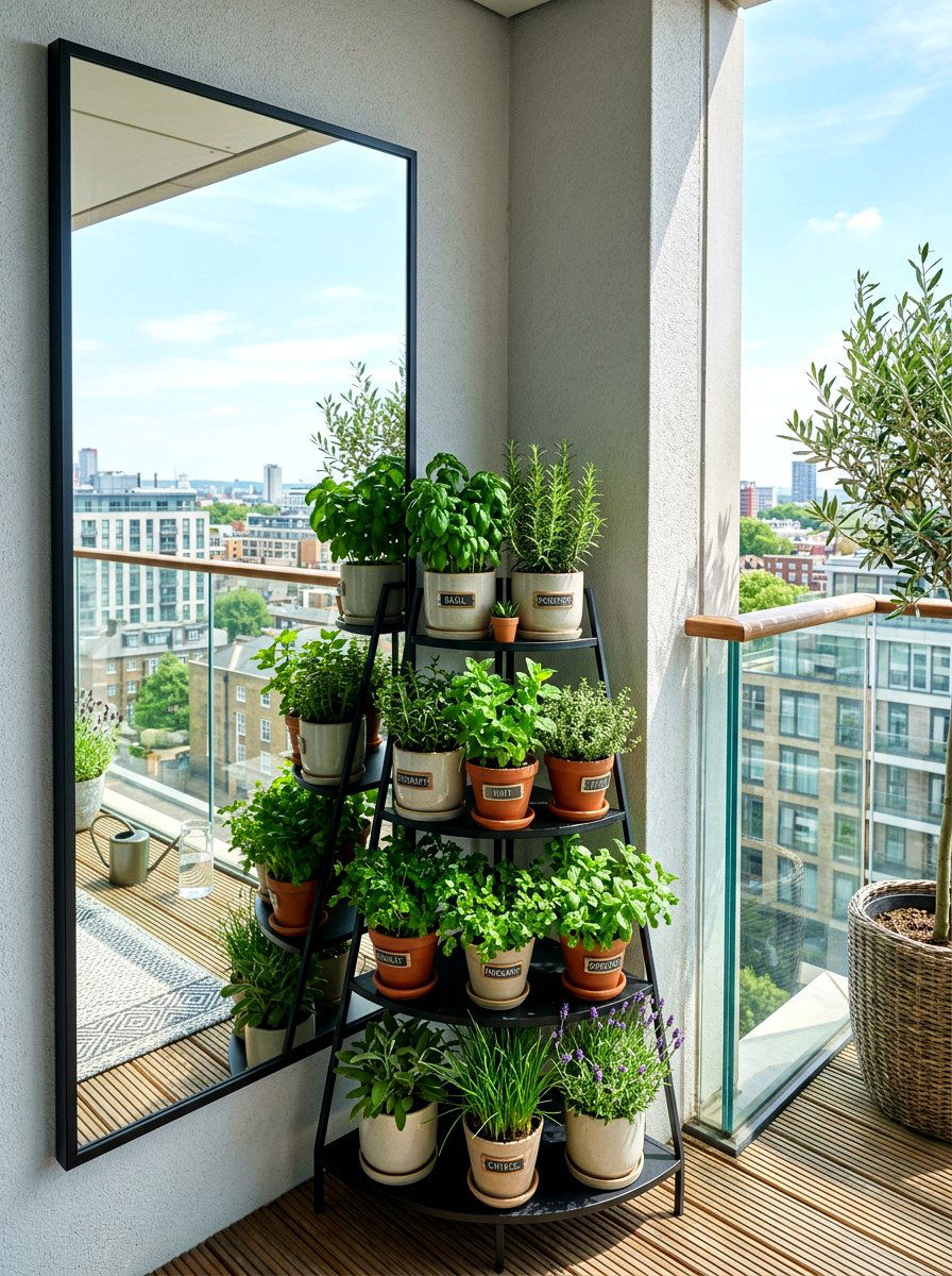 Mirrored Herb Garden Corner - 30 herb garden corner ideas