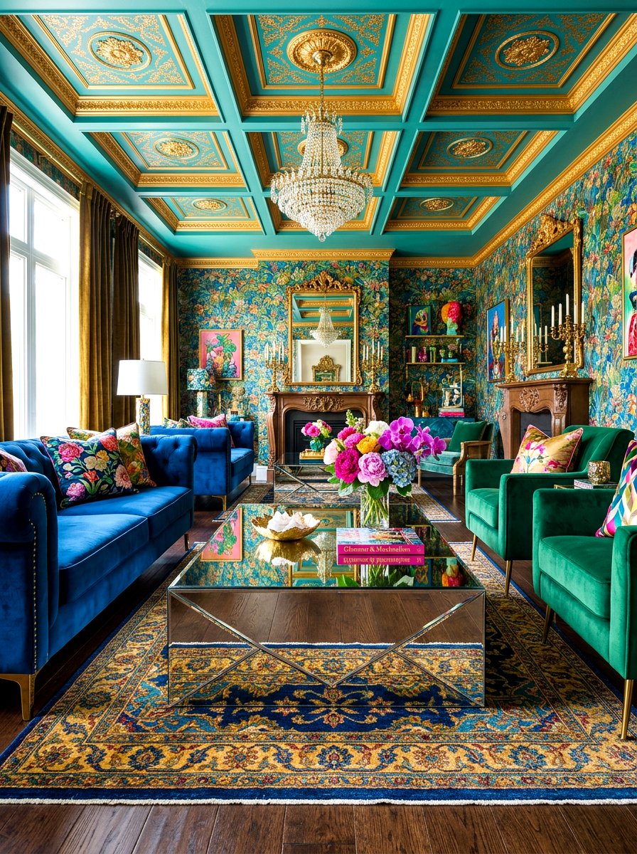 Mirrored Living Room Furniture - 30 playful maximalist living room ideas