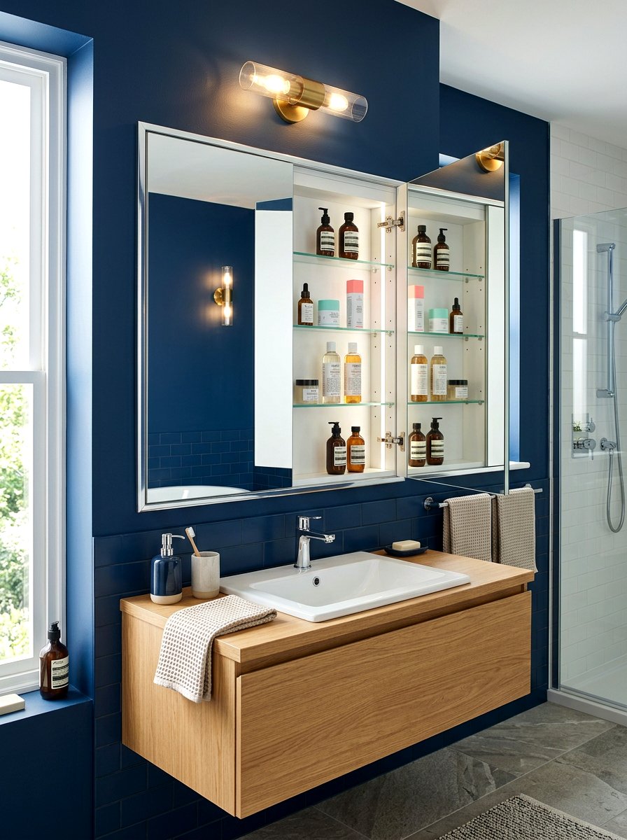 Mirrored Medicine Cabinet - 30 tiny apartment bathroom ideas