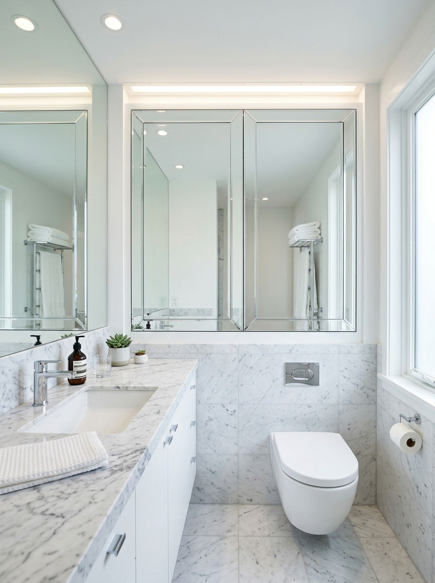 Mirrored Medicine Cabinet Unit - 30 over toilet cabinet ideas