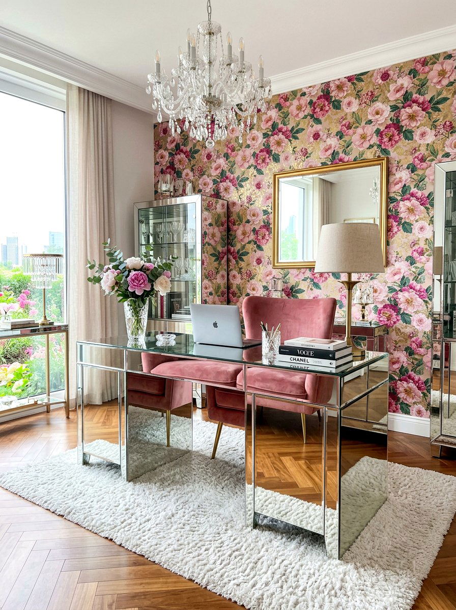 Mirrored Office Furniture - 30 feminine office ideas