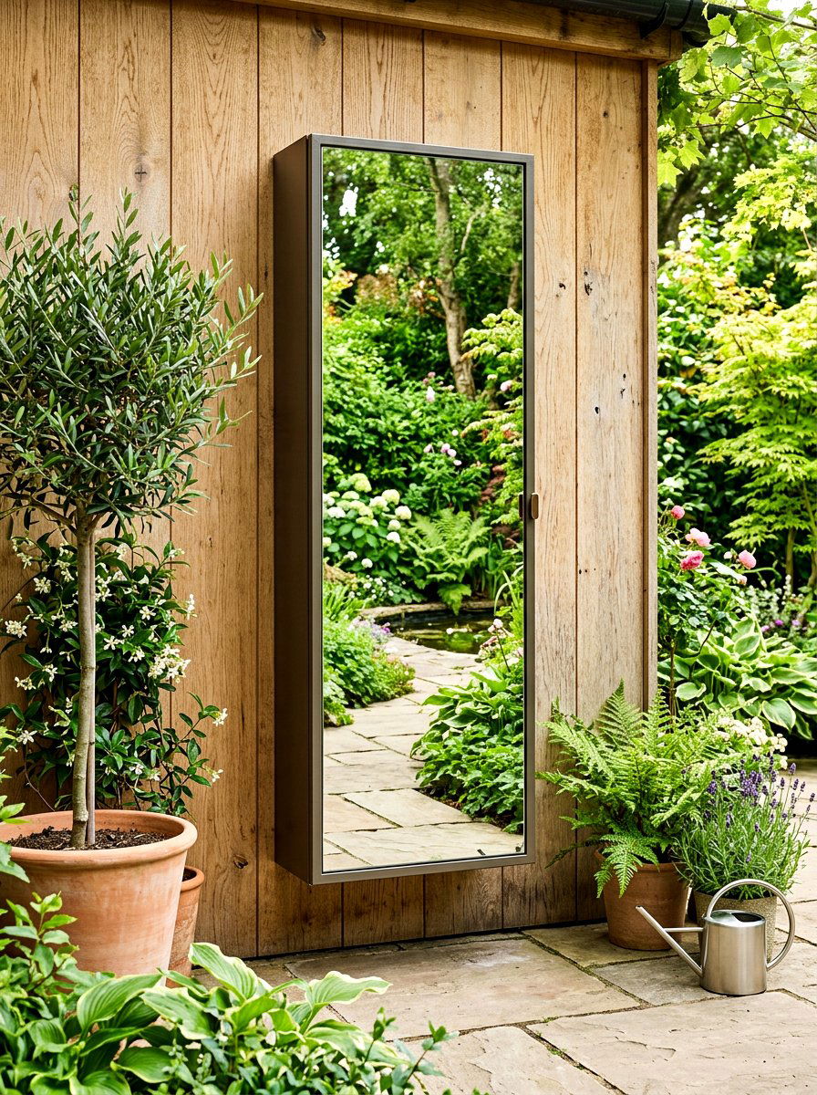 Mirrored Outdoor Storage Cupboard - 30 side yard storage ideas