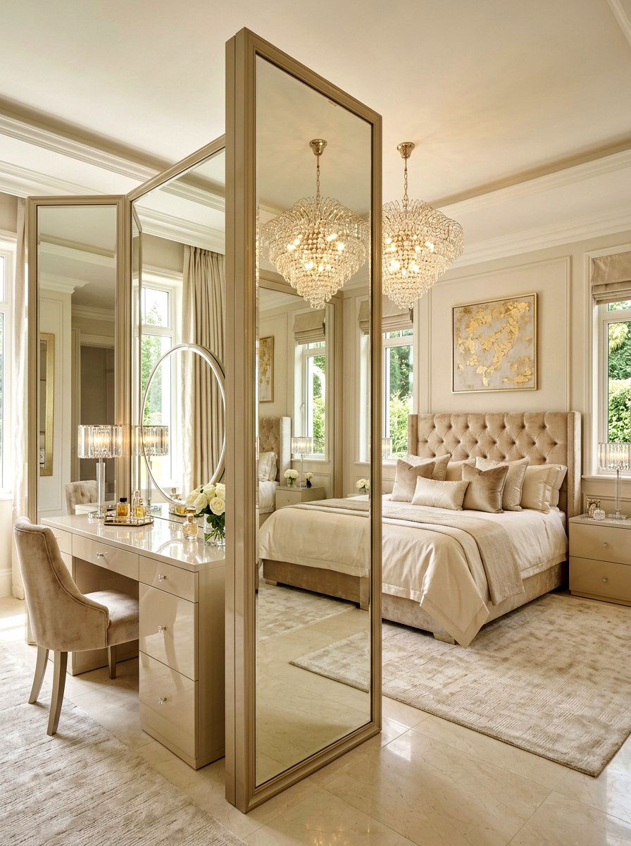 Mirrored Panel Divider - 30 freestanding screen divider ideas