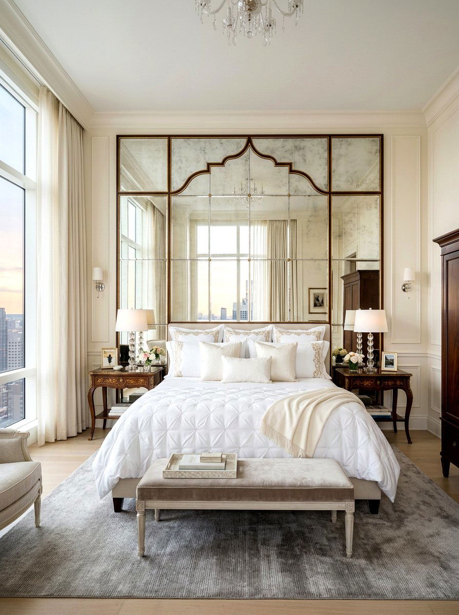 Mirrored Panel Headboard - 30 statement headboard bedroom ideas