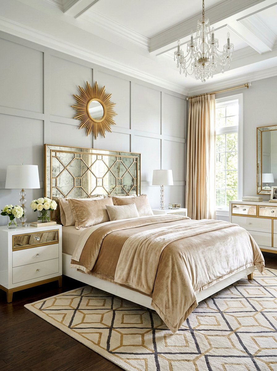 Mirrored Panel Headboard - 30 oversized headboard ideas