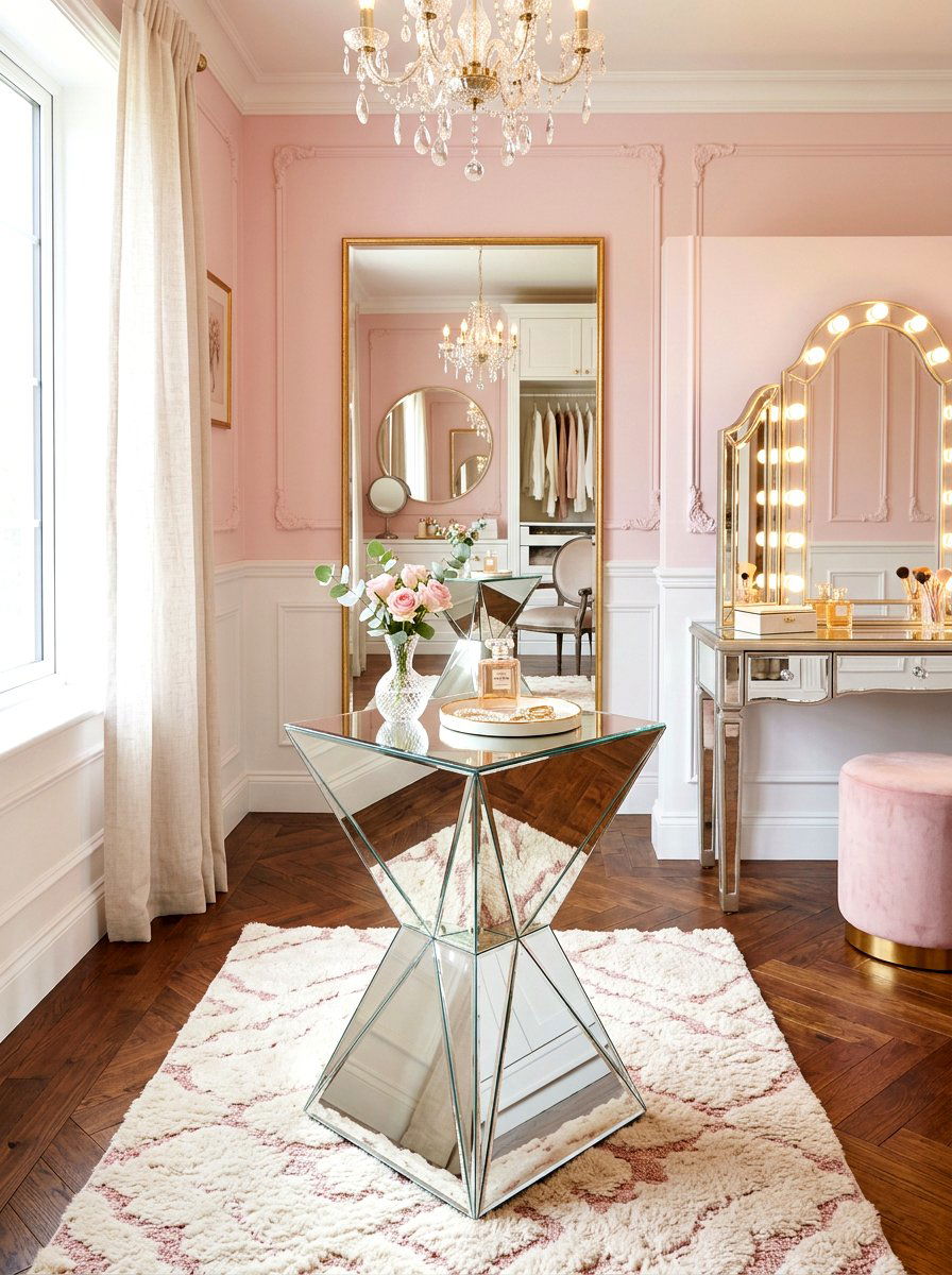 Mirrored Pedestal Side Table - 30 pedestal side table ideas