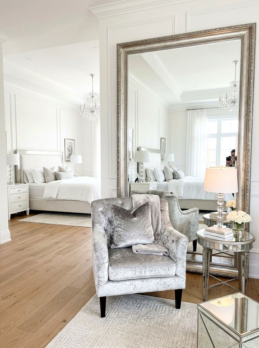 Mirrored Seating Area - 30 bedroom mini lounge ideas