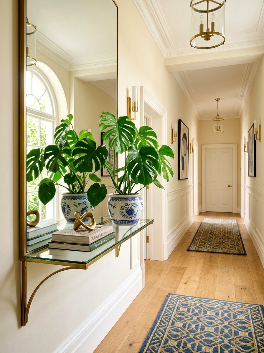 Mirrored Shelf Accent - 30 apartment plant shelf ideas