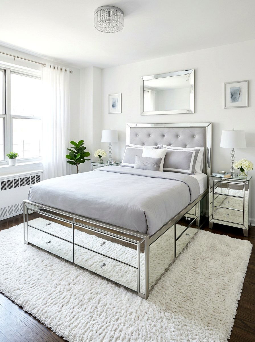 Mirrored Storage Bed - 30 storage bed apartment ideas