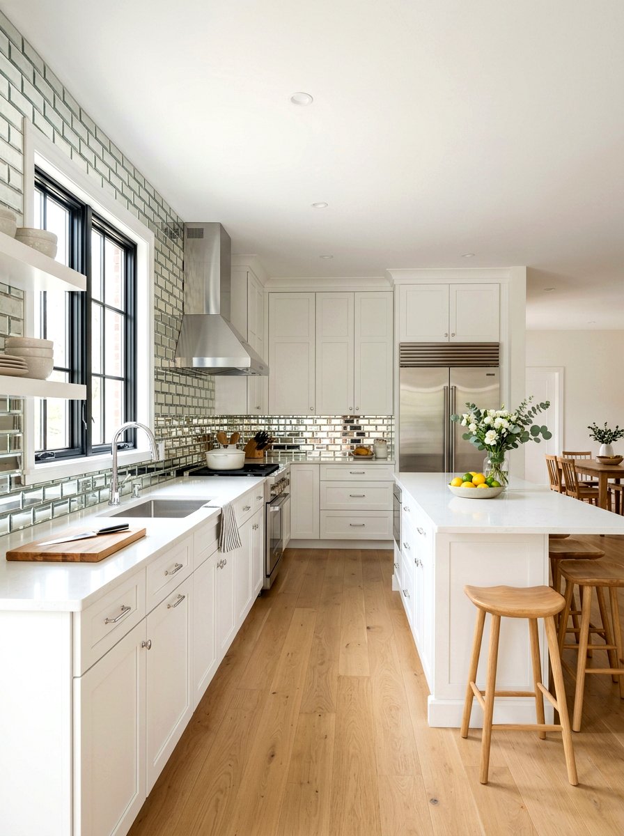 30 Mirror Backsplash Ideas to Brighten Kitchens Instantly