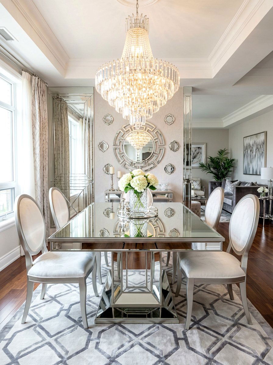 Mirrored Surface Dining Table - 30 small space dining table ideas