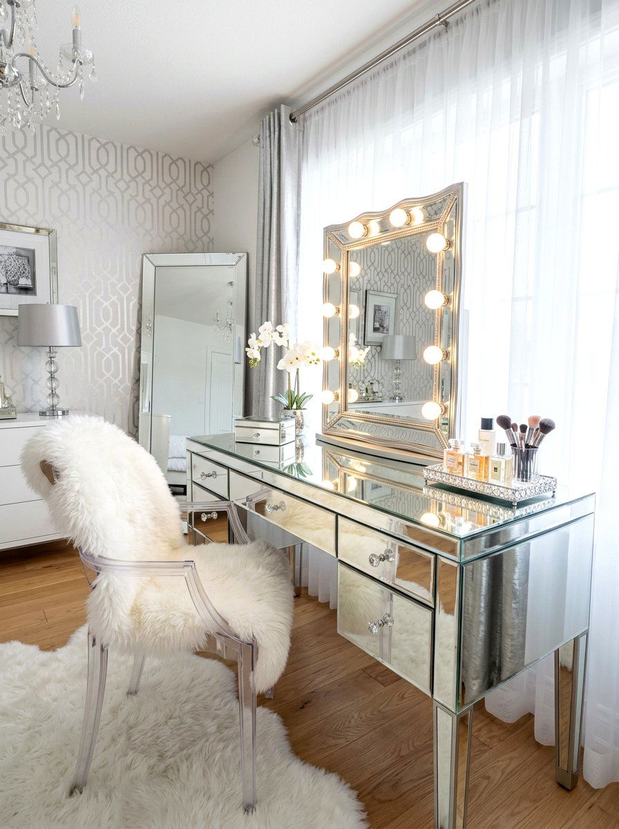 Mirrored Surface Vanity - 30 makeup vanity ideas