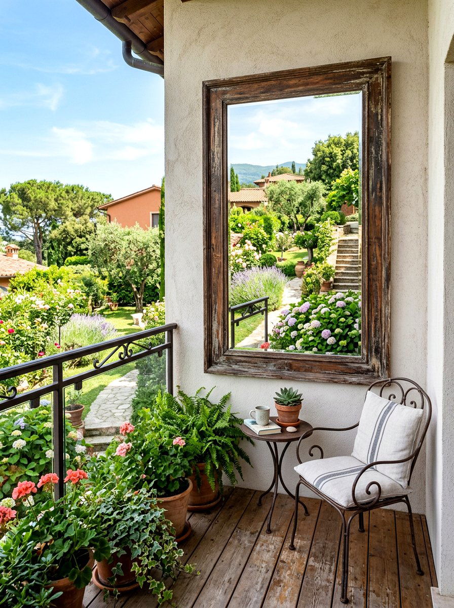 Mirrored Wall Accent - 30 narrow balcony ideas