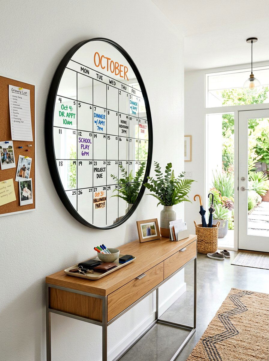 Mirrored Wall Command Center - 30 command center wall ideas