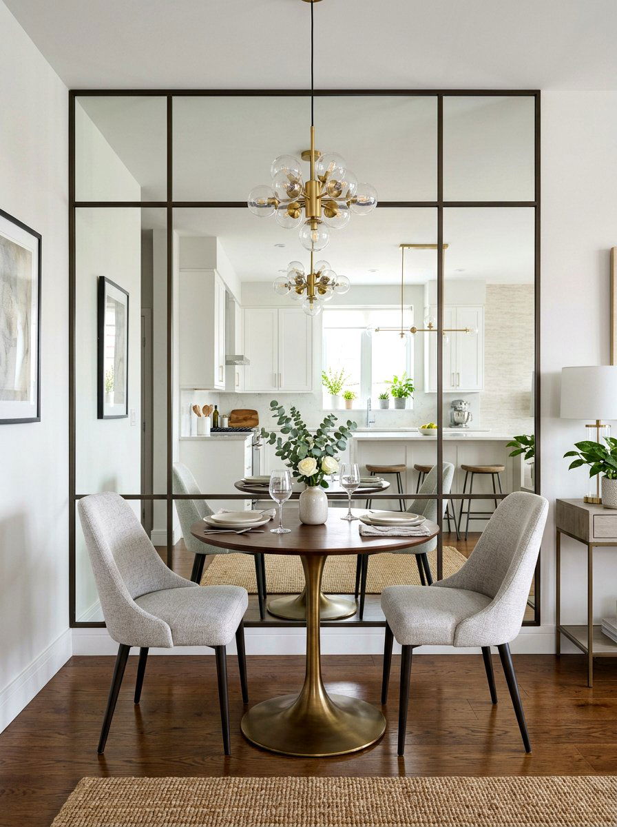 Mirrored Wall Dining - 30 apartment breakfast nook ideas