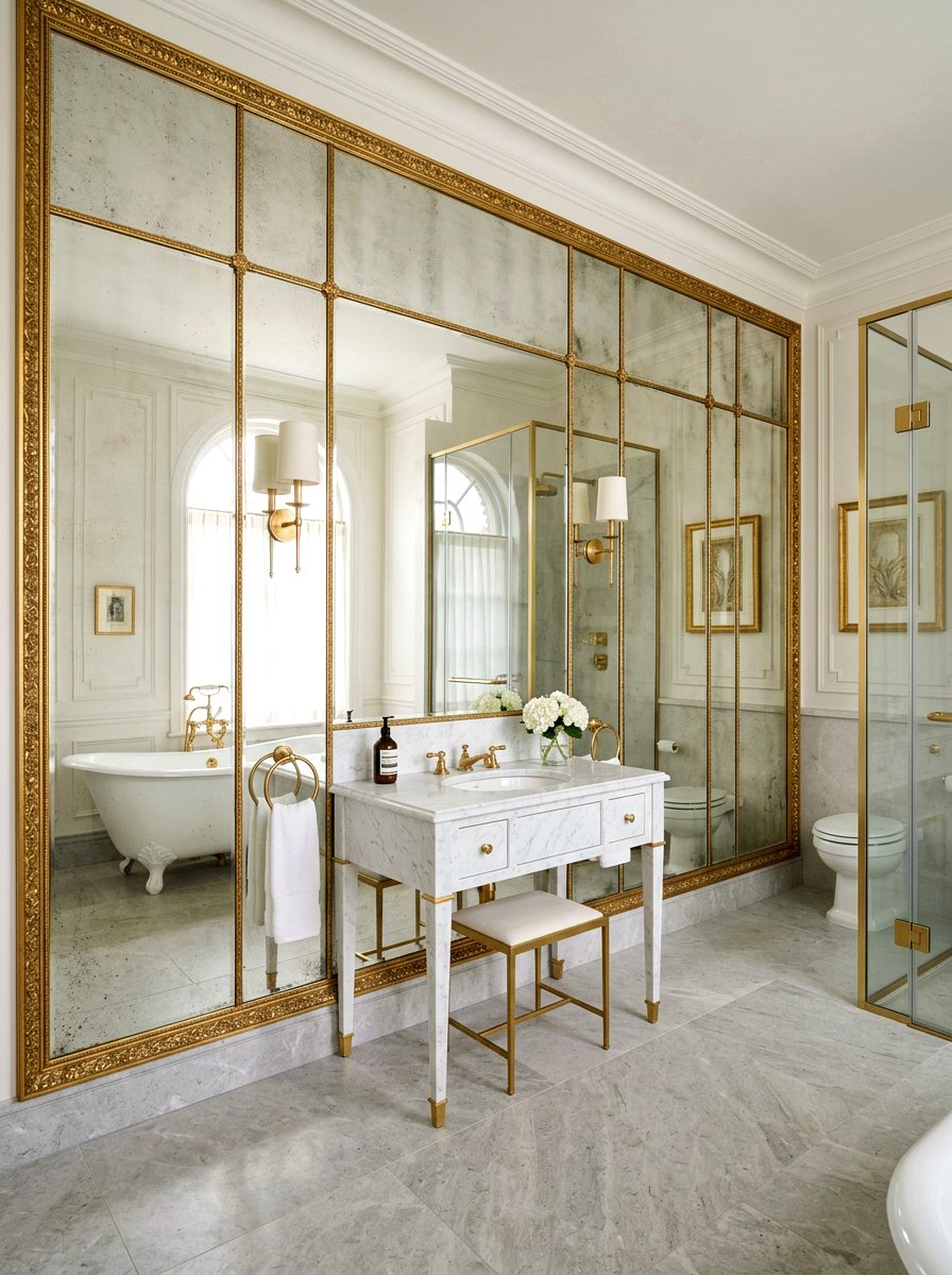 Mirrored Wall Panel - 30 jewel box bath ideas