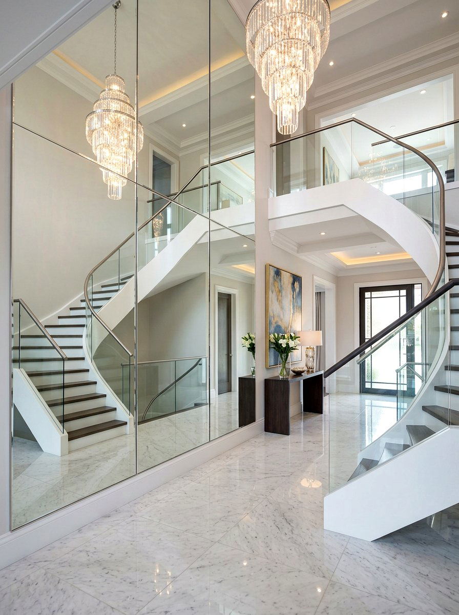 Mirrored Wall Panel - 30 foyer accent wall ideas