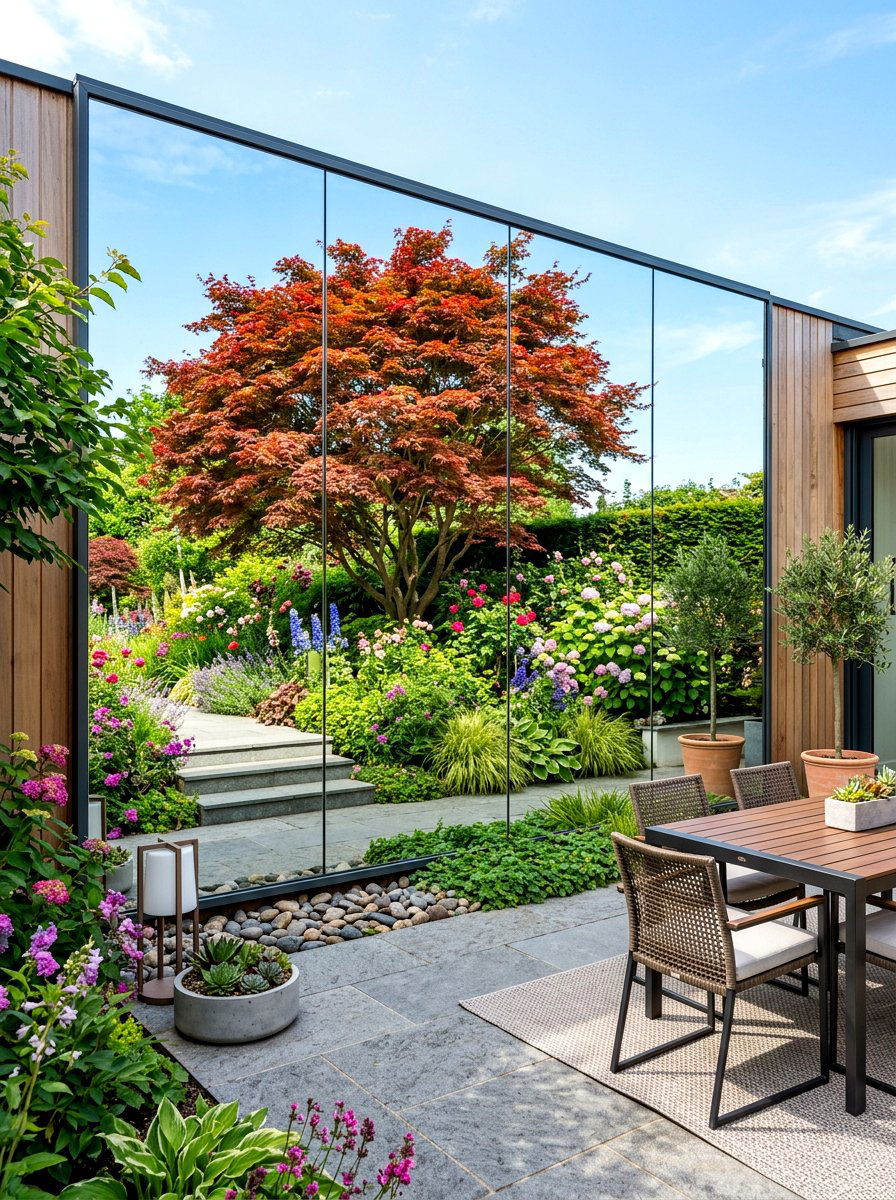Mirrored Wall - 30 garden wall ideas