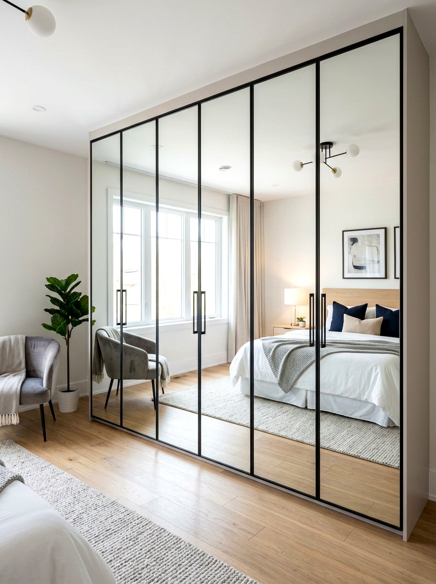 Mirrored Wardrobe Closet - 30 Parisian bedroom ideas