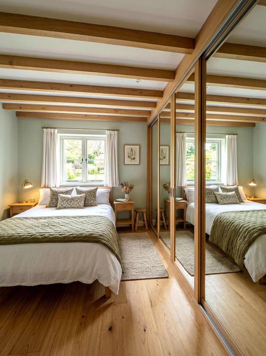 Mirrored Wardrobe Doors - 30 tiny cottage bedroom ideas