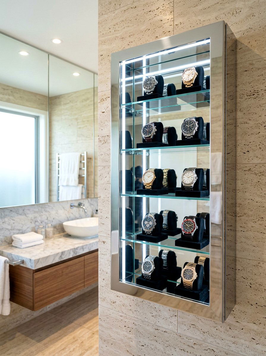 Mirrored Watch Cabinet - 30 watch storage ideas