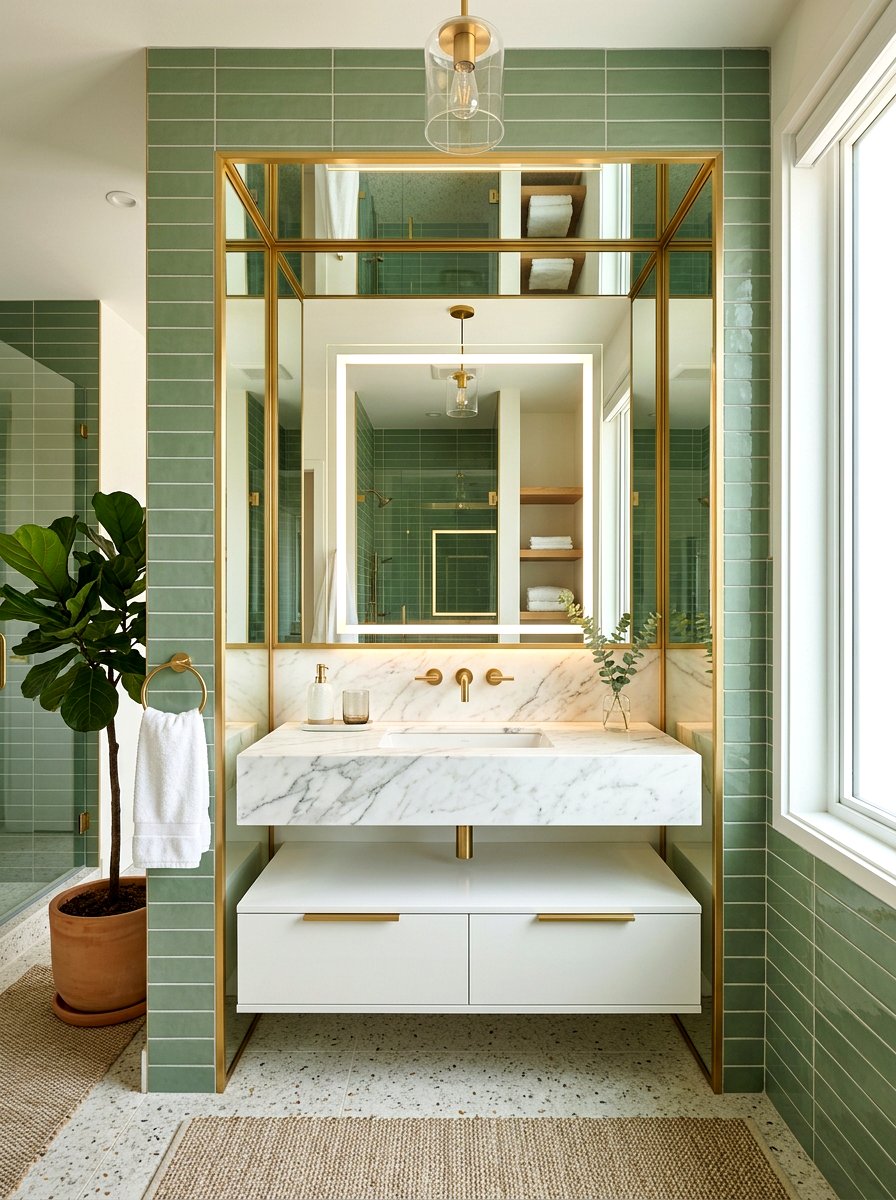 Mirrored bathroom vanity nook - 30 mirror alcove ideas