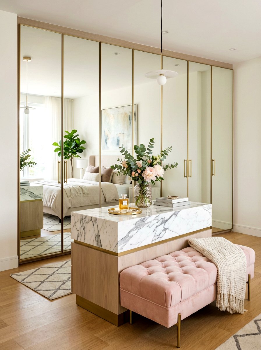 Mirrored closet door wardrobe - 30 glam closet ideas