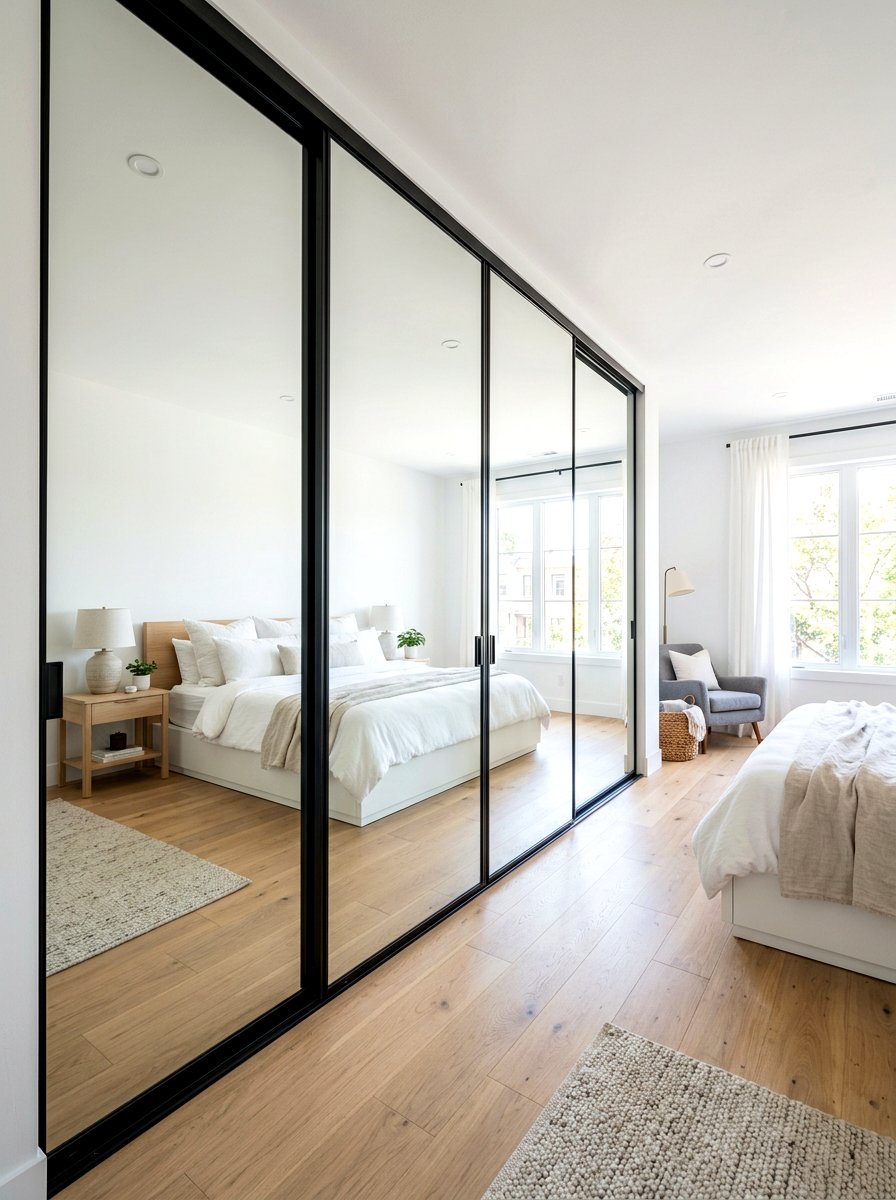 Mirrored closet doors - 30 viral apartment decor ideas