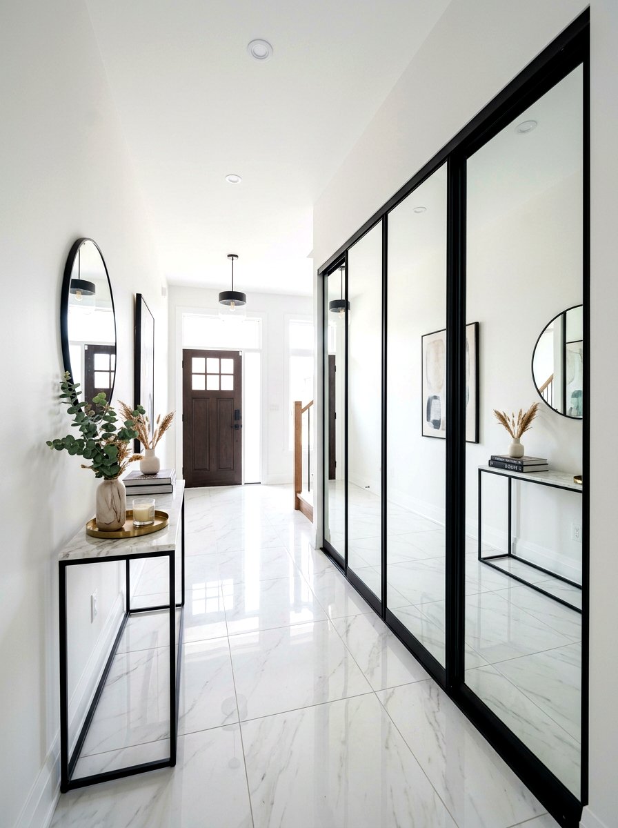 Mirrored closet doors entryway - 30 entryway makeover ideas