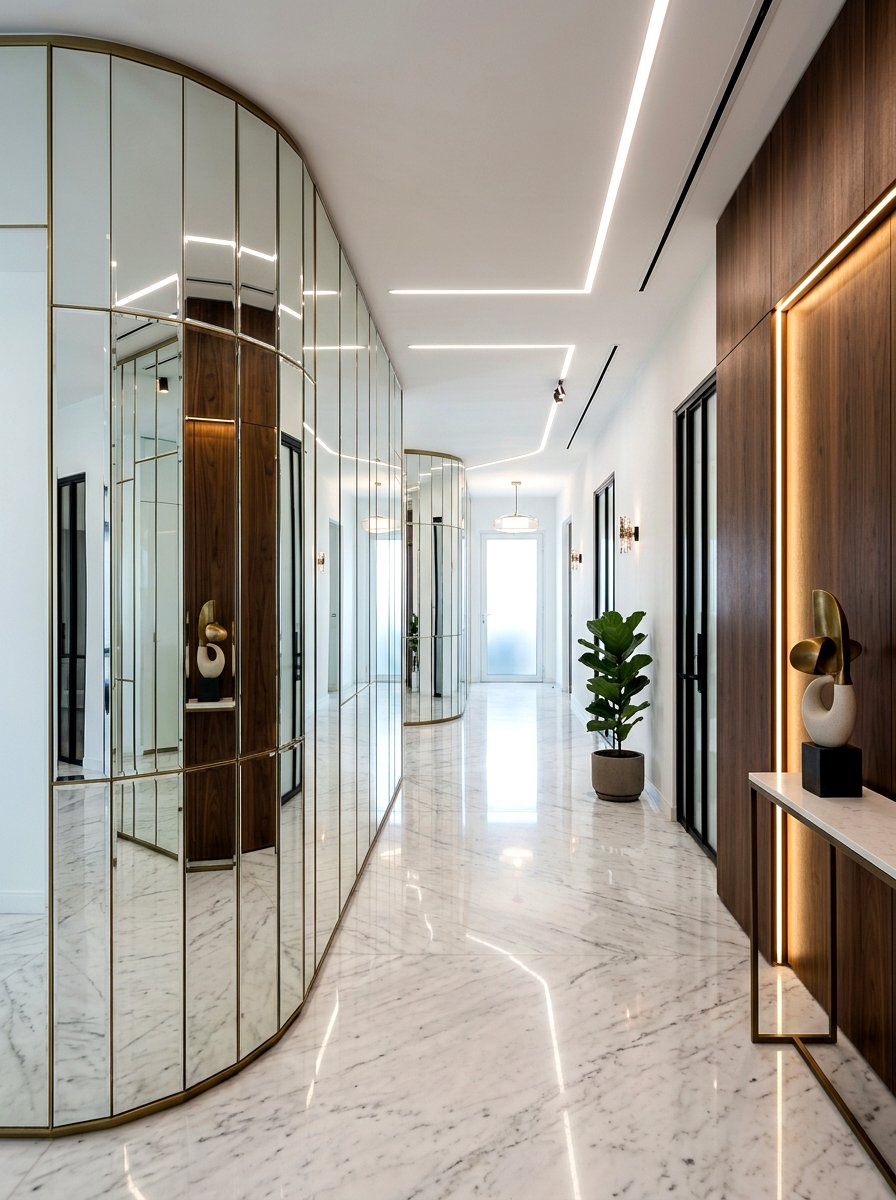 Mirrored curved wall - 30 curved partition wall ideas
