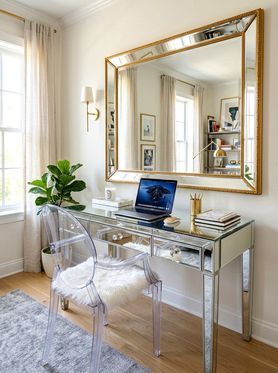 Mirrored desk space - 30 journaling corner ideas