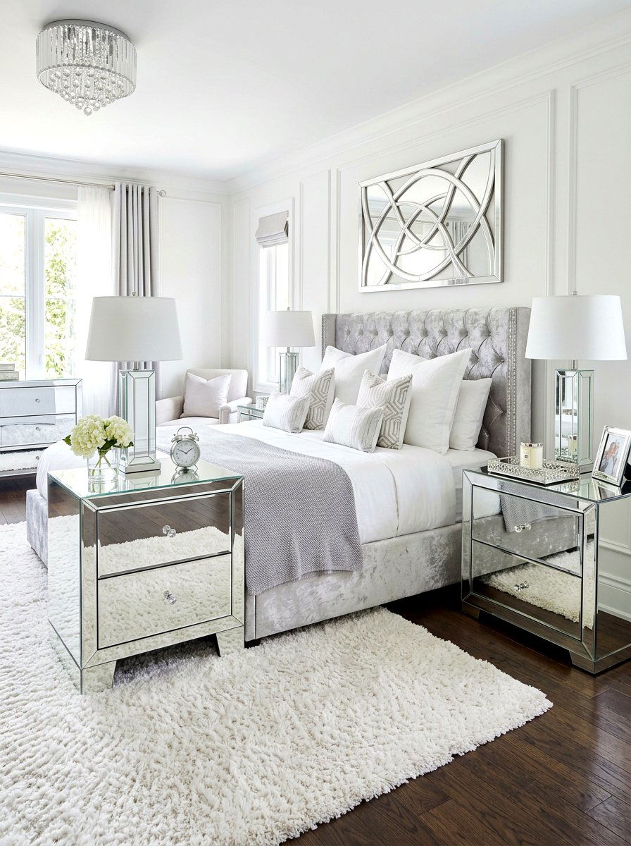Mirrored furniture master bedroom - 30 luxury Pinterest bedroom ideas
