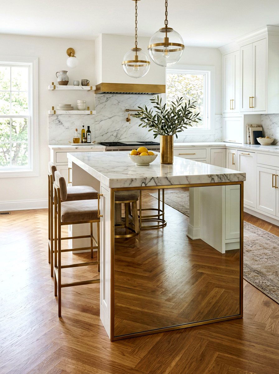Mirrored glass panel - 30 island end cap ideas