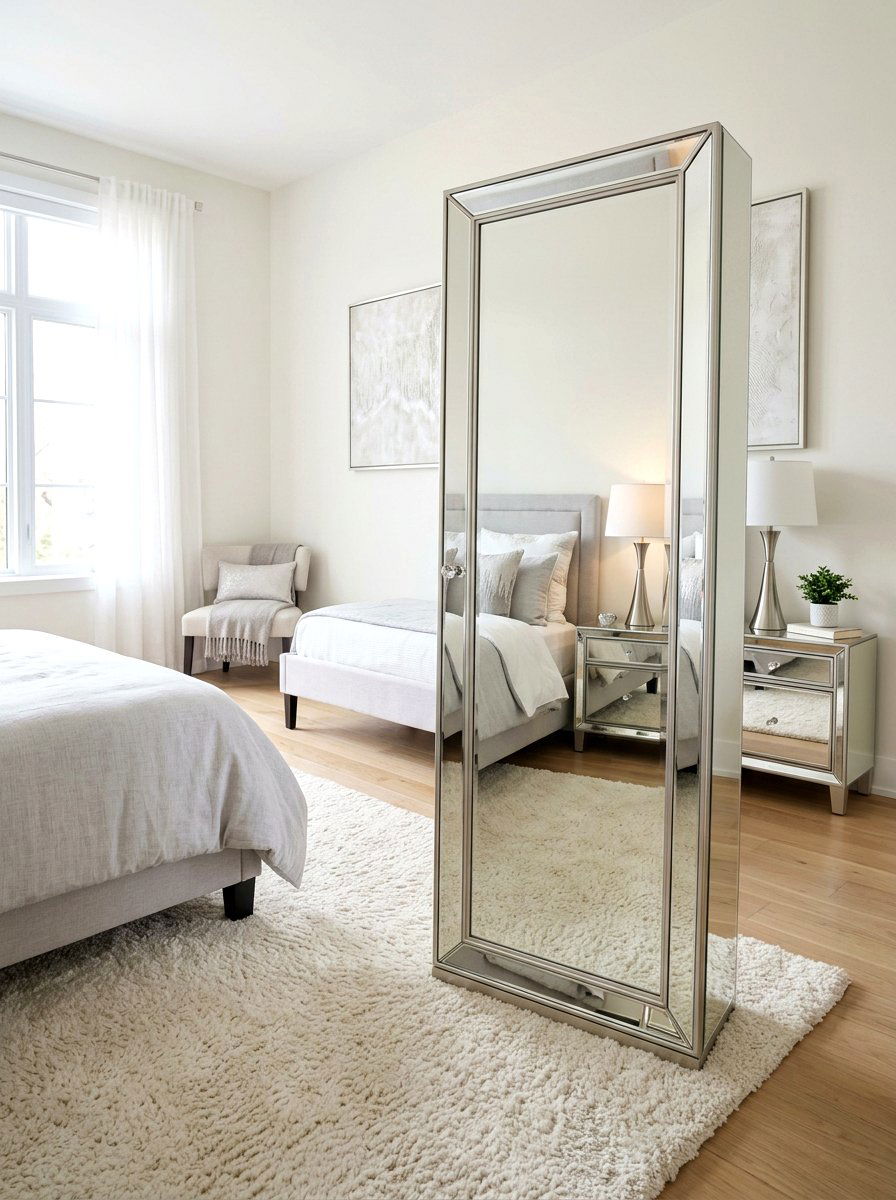 Mirrored jewelry armoire - 30 silver chrome bedroom ideas