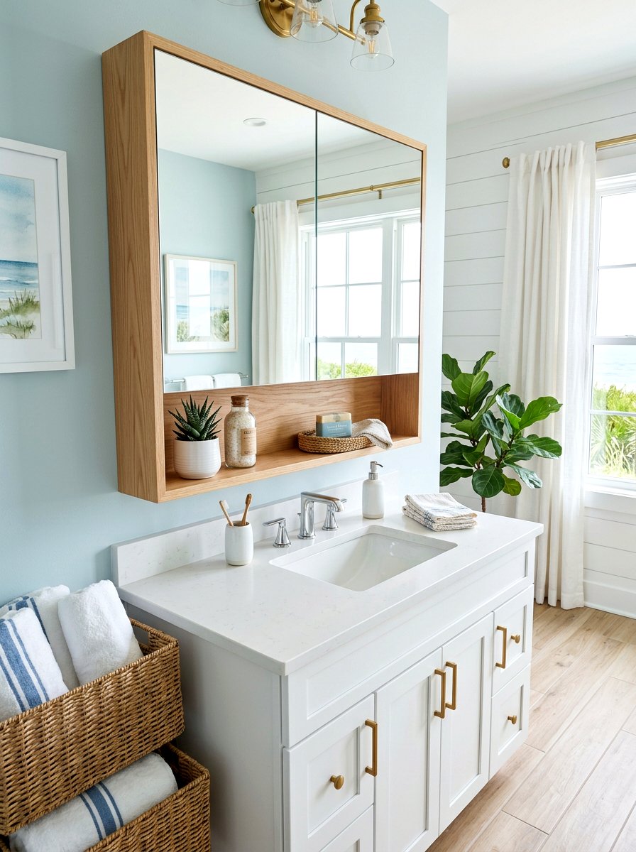 Mirrored medicine cabinet with shelf - 30 medicine cabinet ideas