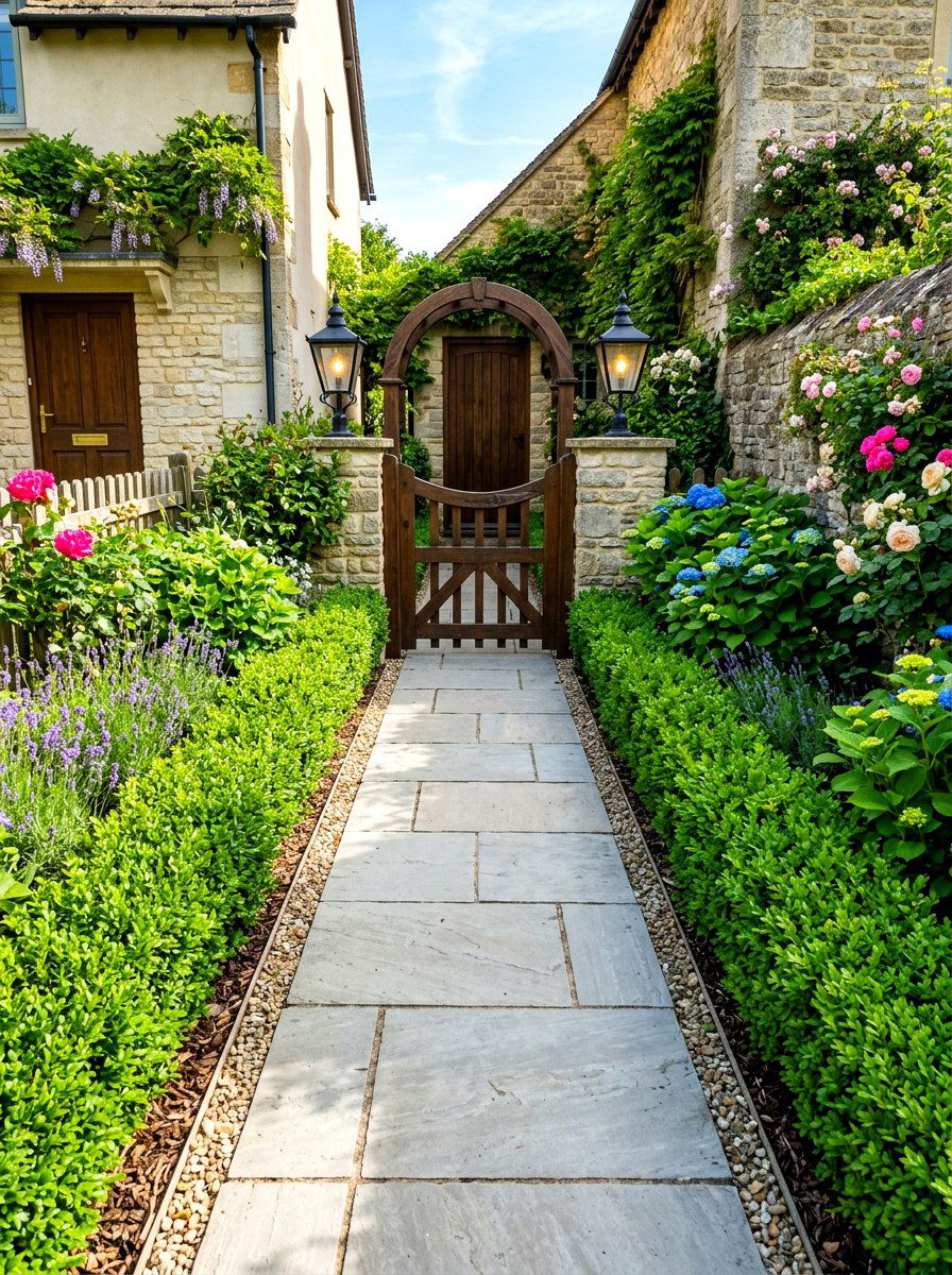 Mirrored side yard entrance - 30 symmetrical curb appeal ideas