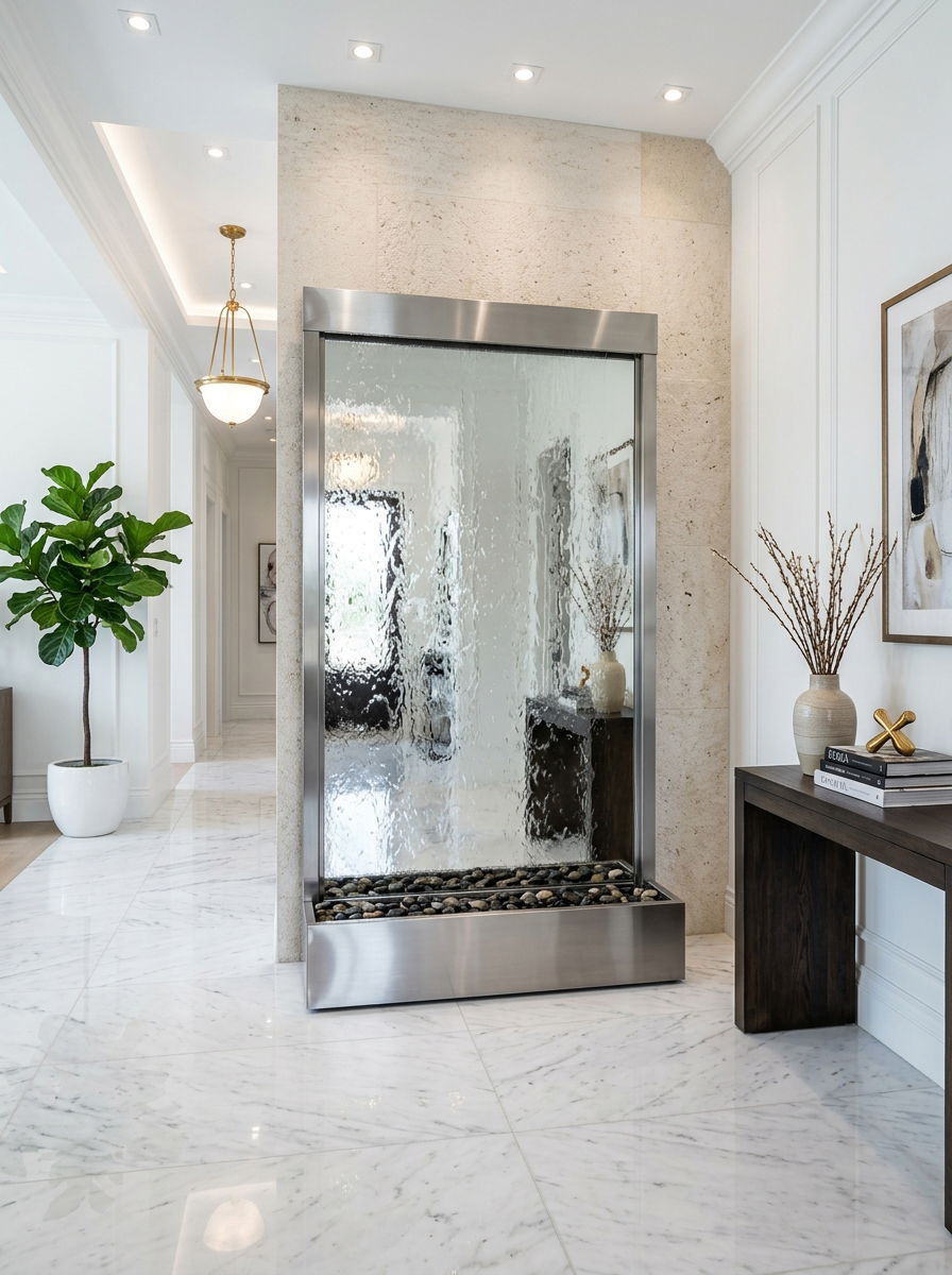 Mirrored wall fountain - 30 wall fountain ideas
