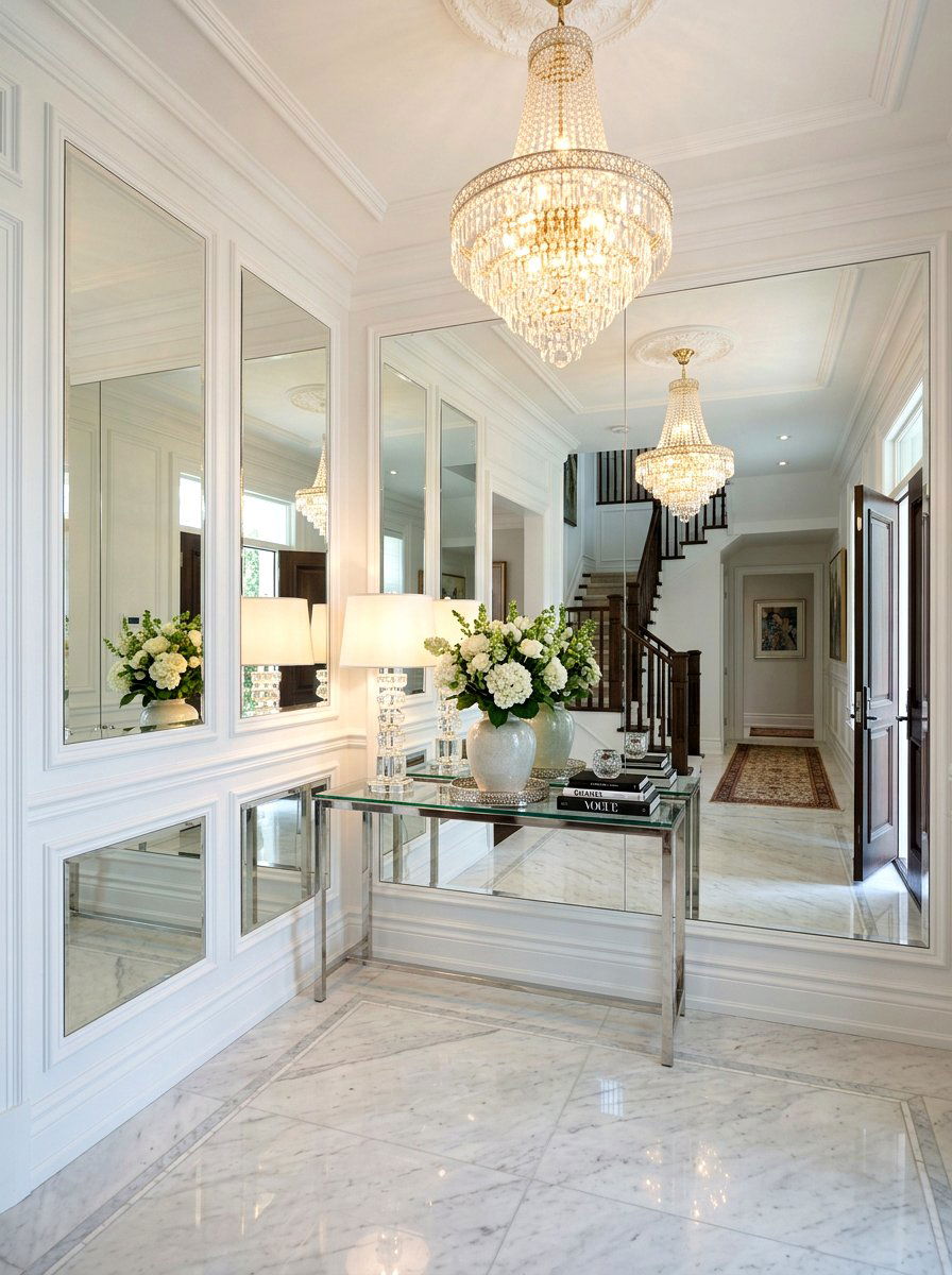 Mirrored wall paneling - 30 foyer wall molding ideas