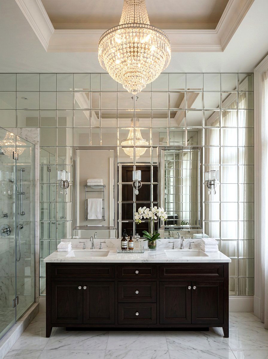 Mirrored wall tiles bathroom - 30 bathroom wall decor ideas