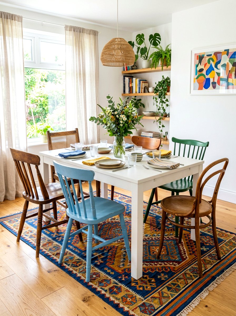 Mismatched Chair Dining Area - 30 secondhand decor ideas