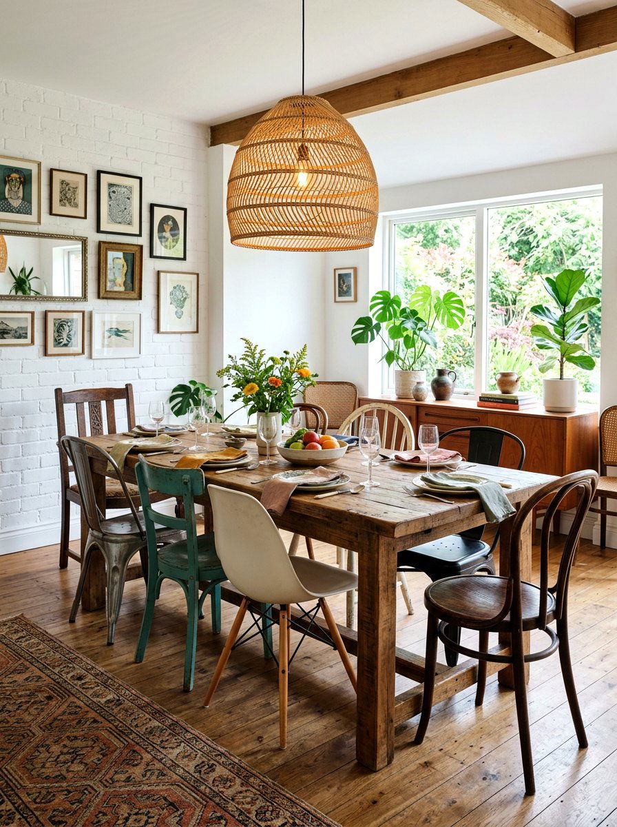 Mismatched Dining Chairs - 30 eclectic home decor ideas