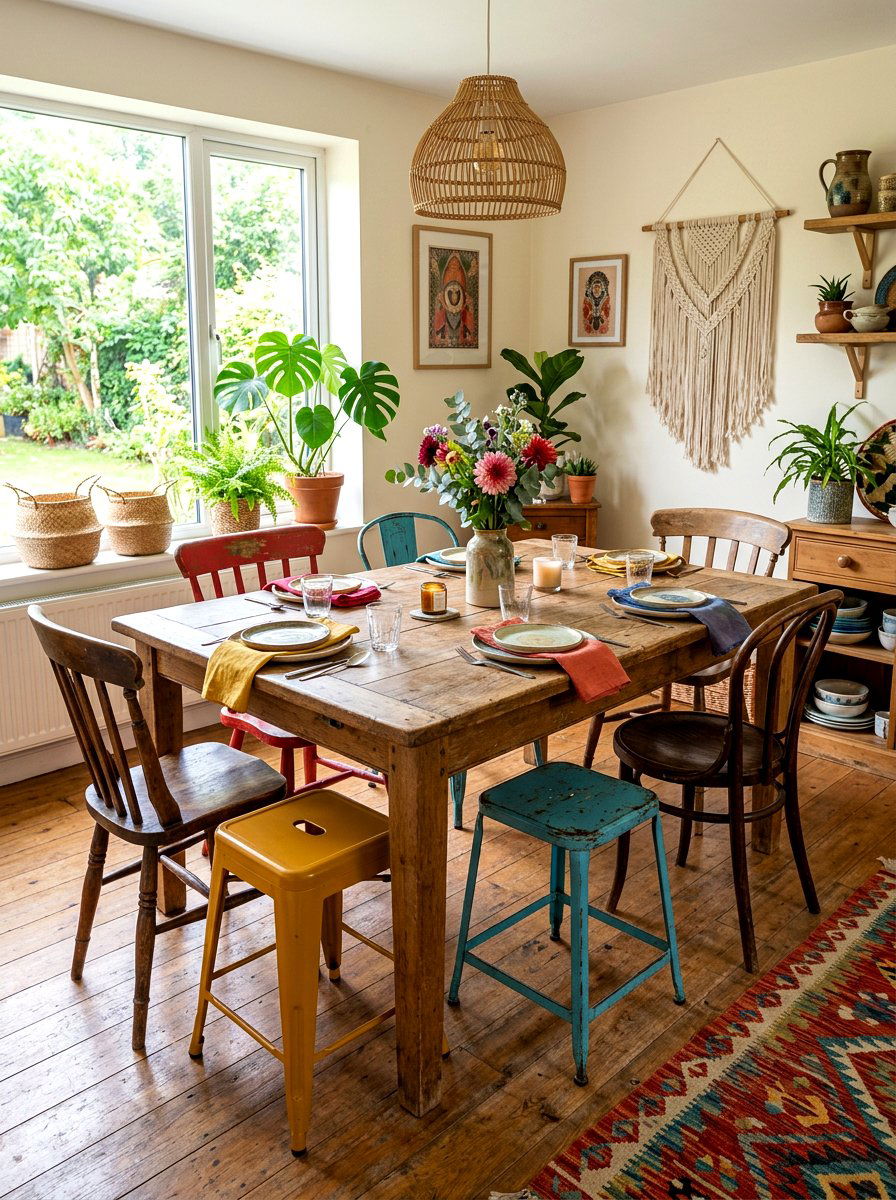 Mismatched Dining Chairs - 30 eclectic kitchen ideas