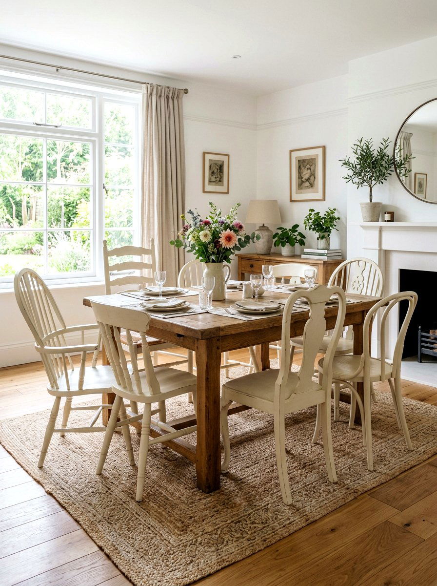 Mismatched dining chair - 30 shabby chic decor ideas