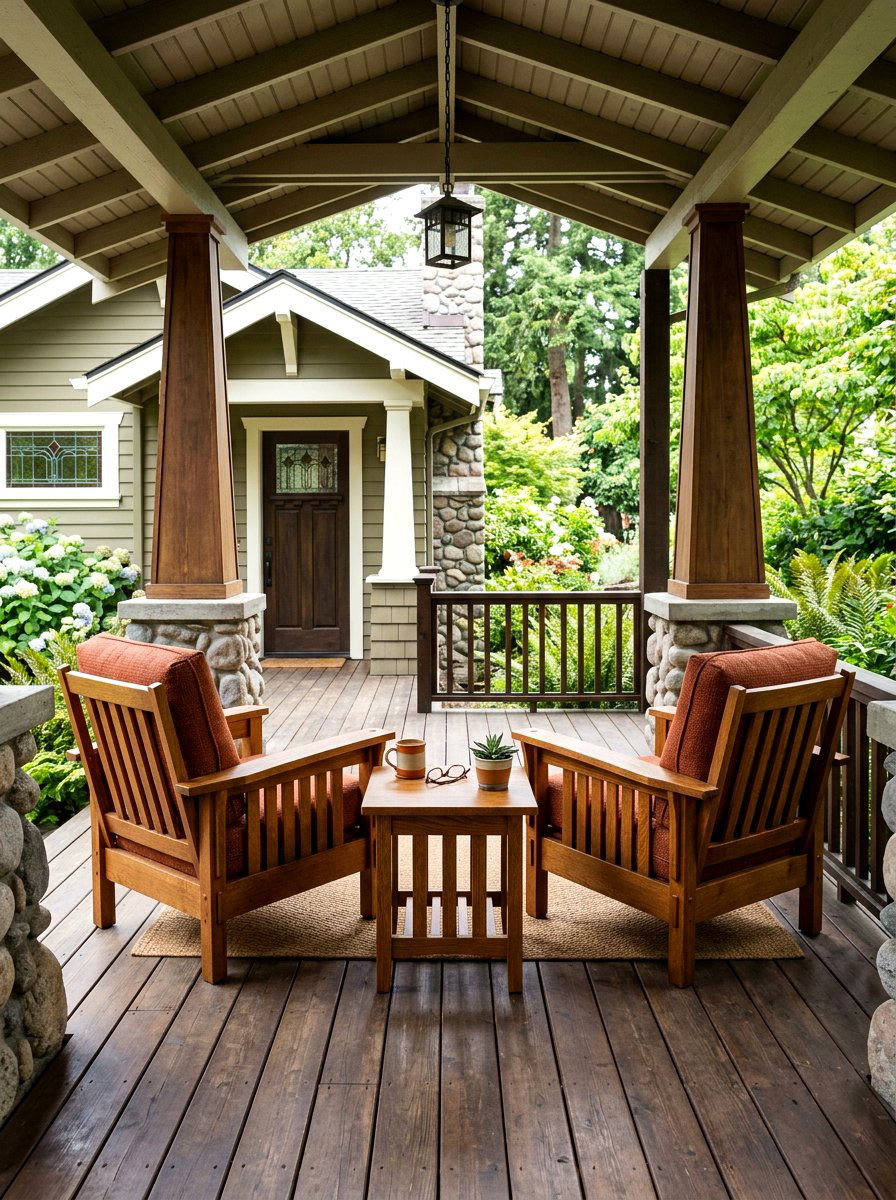 Mission style porch furniture - 30 craftsman front porch ideas