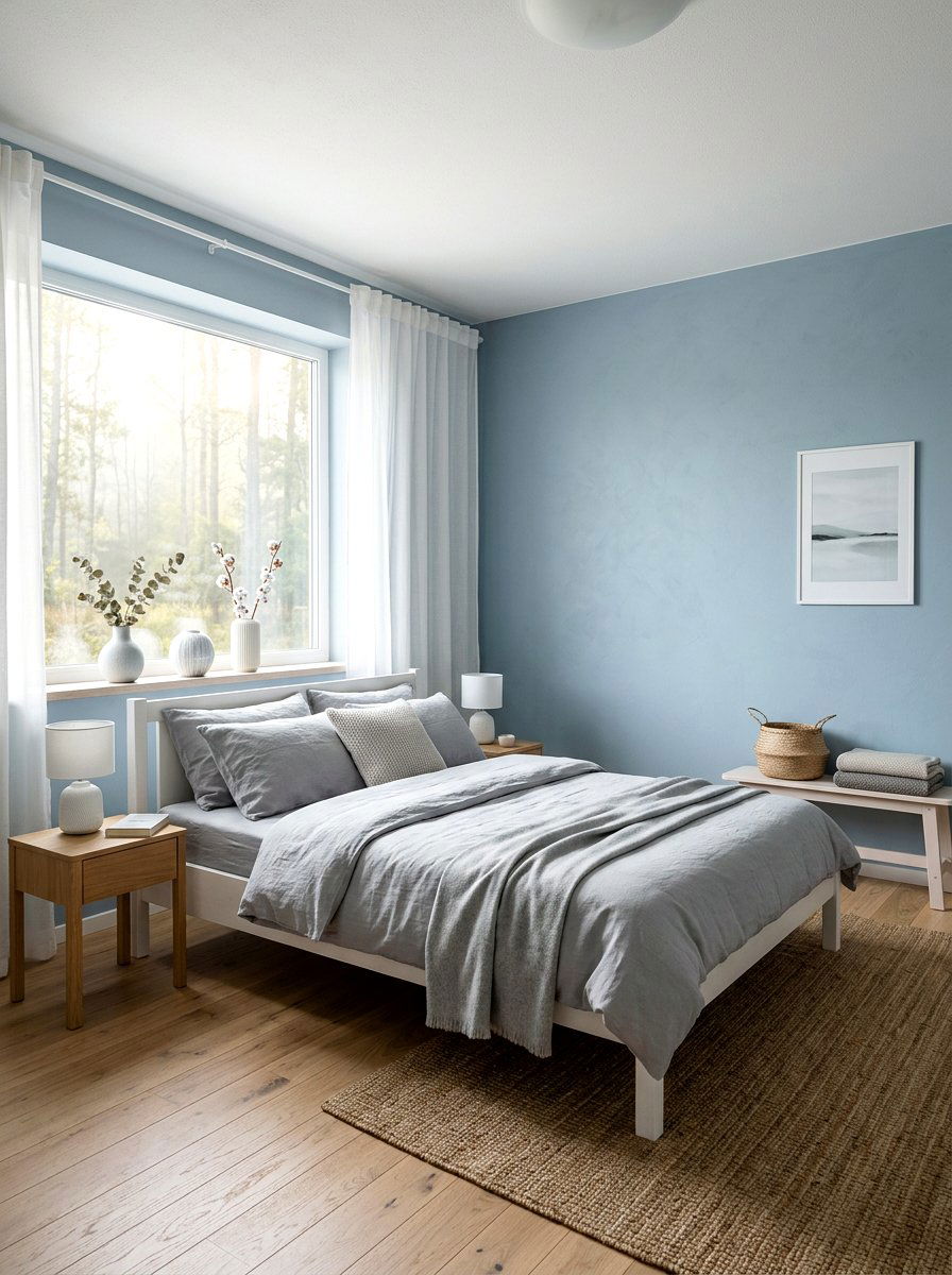 Misty Morning Blue Bedroom - 30 healing color bedroom ideas