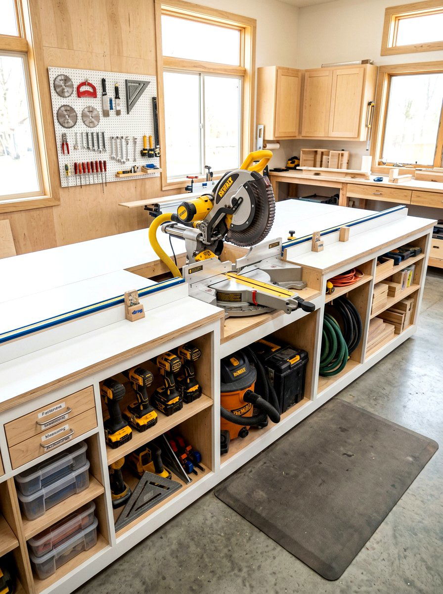 Miter Saw Station - 30 power tool storage ideas